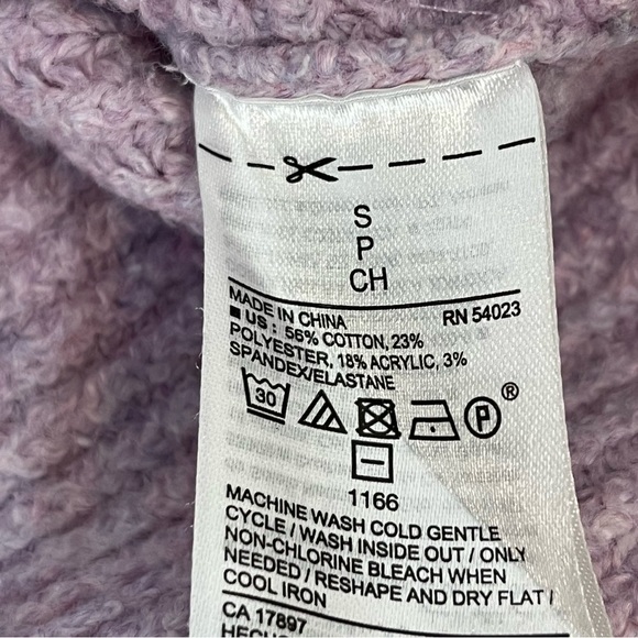 Old Navy Sweater Womens Small Medium Purple Ribbed 3/4 Sleeve Hoodie Sweater - Picture 12 of 12